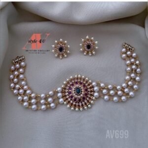 Pearls CZ Necklace Set