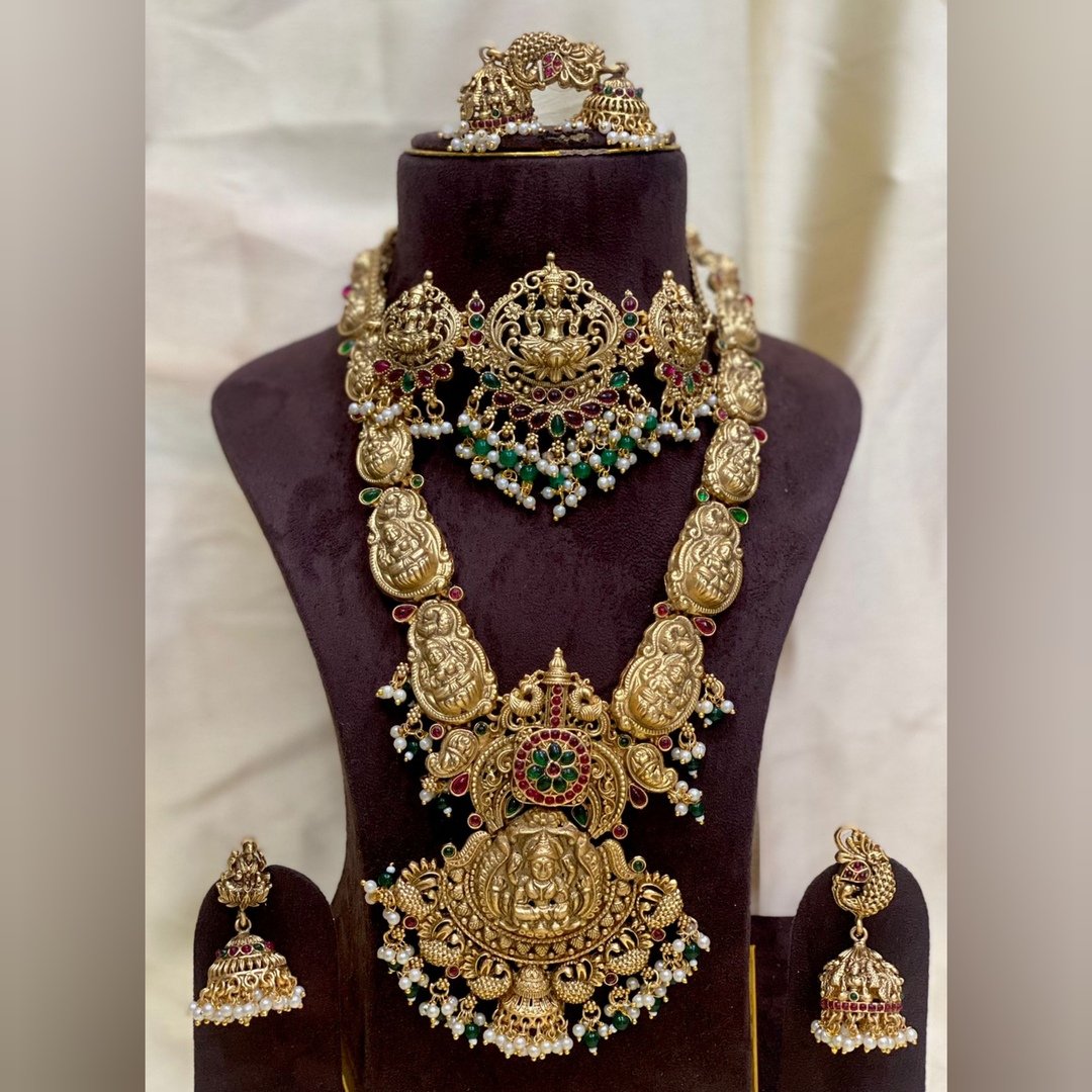 Matte Choker and Haram Jewellery Set