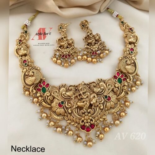 Stunning Krishna Matte Necklace Set