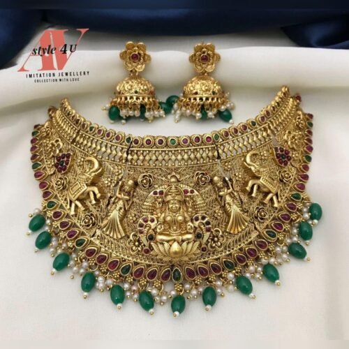 Exquisite Matte Finish Lakshmi Choker Set