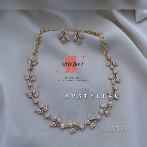 CZ Leaf Design Necklace set