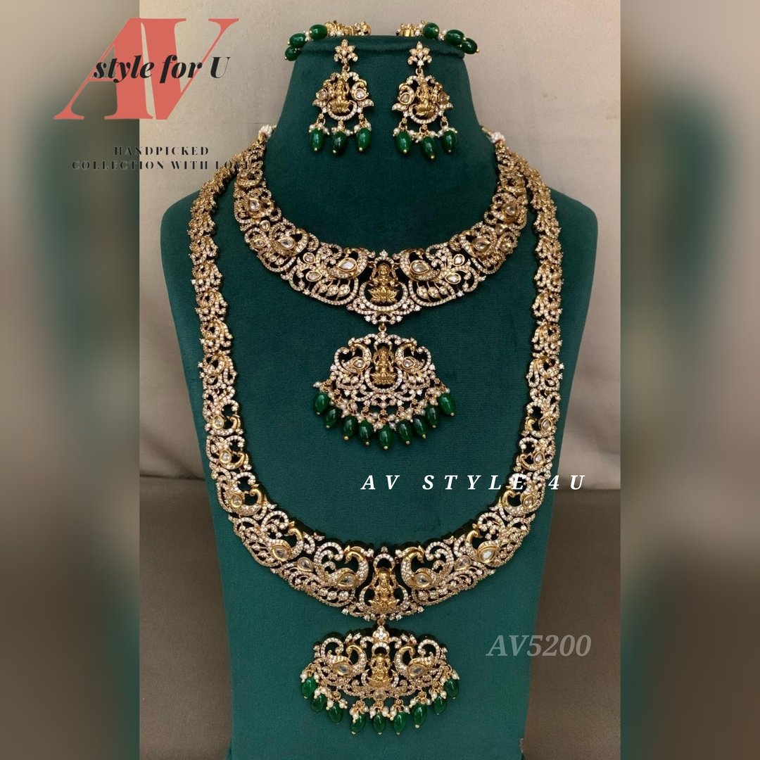 CZ Green Beads Combo Set