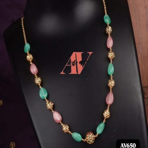 TAR MALA65 (2) Elegance Redefined: Beads Mala with Gold Balls