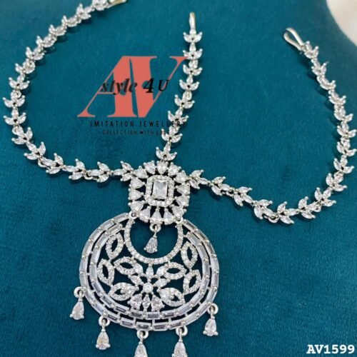Elegant CZ 3 Layer Wedding Tikka for Your Special Day