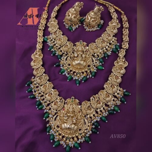 Elegant Matte Necklace and Haram with Earrings Combo