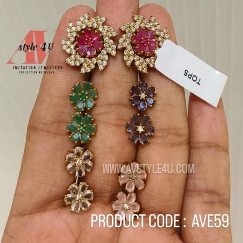 Premium Quality CZ Earrings / Studs / cwith Changeable Stones