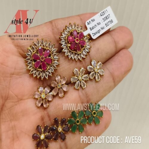 Premium Quality CZ Earrings / Studs / cwith Changeable Stones