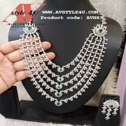 5 LAYER HARAM GREEN 5 Layered CZ Haram Jewellery Set