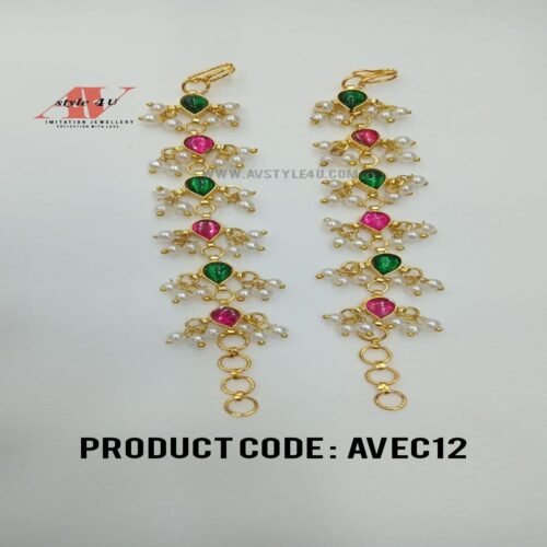 PEARLS EARCHAIN AVEC12-599 Elegant Pearls-EarChain