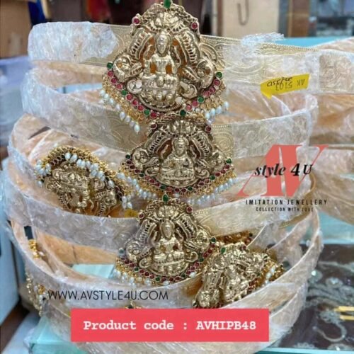 Plain gold hipbelt with big LAKSHMI doller AVHIPB48-599 Plain Gold Hip Belt with Big Lakshmi Dollar