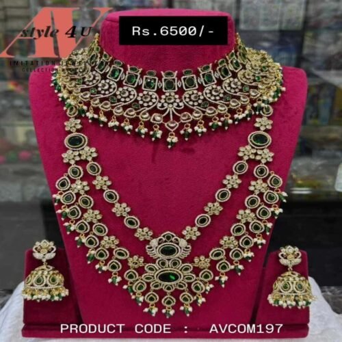 VICTORIAN COMBO JEWELLERY AVCOM197-6500 Victorian Necklace and Haram Combo Jewellery Set