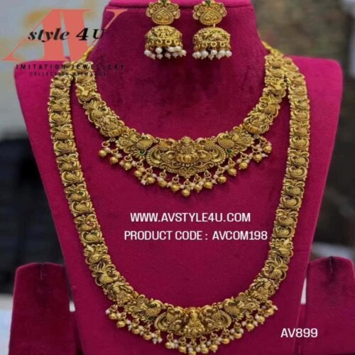 combo jewellery AVCOM198-899 (2) Matte Necklace and Haram Combo Jewellery