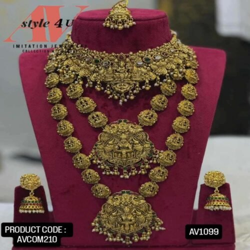 Gold Beads Choker Necklace & Haram Matte Combo