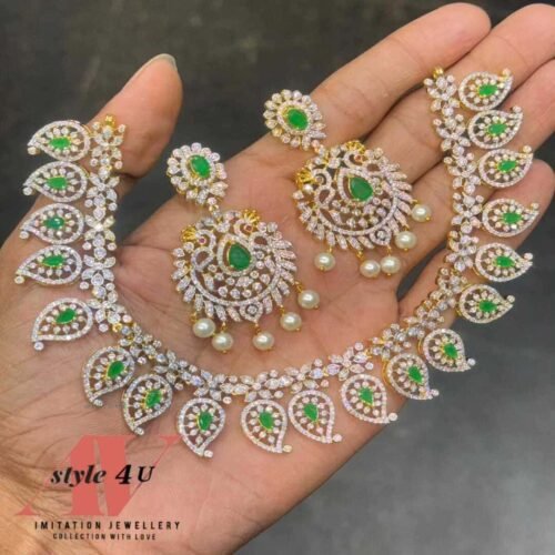 CZ Diamond Mango Necklace Set