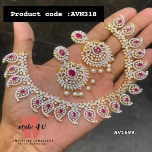 CZ Diamond Mango Necklace Set