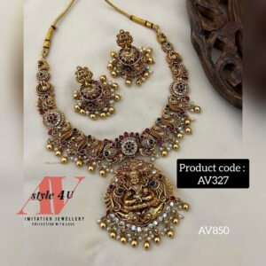 Lakshmi Pearls and gold balls Matte-Necklace