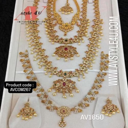 Premium quality necklace and haram combo- AVCOM267- 1650 Premium Necklace and Haram Combo