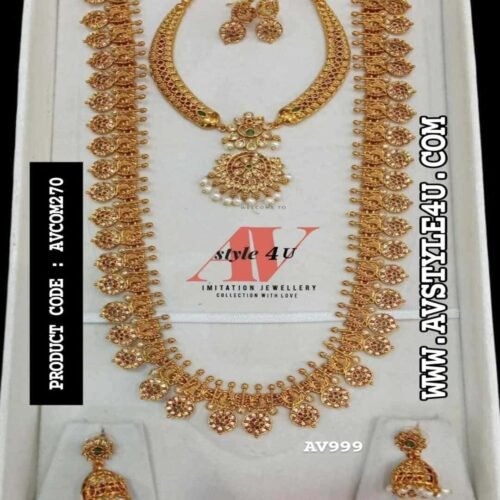 Premium quality necklace and haram combo- AVCOM270- 999 Premium Necklace and Haram Combo