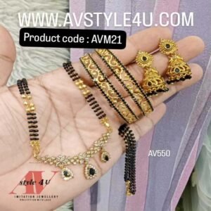 Short Mangalsuthra With Bangles  Combo Set Jewelry