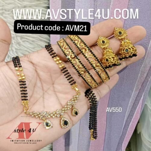 Short Mangalsuthra With Bangles  Combo Set Jewelry