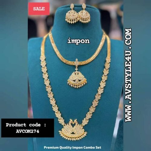 MICRO PLATED NAN AND HARAM WITH EARRINGS COMBO JEWELLERY PRODUCT CODE AVNCOM274-1650 (2) Elegant Micro plated Jewellery Combo