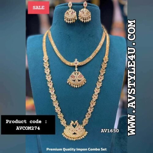 MICRO PLATED NAN AND HARAM WITH EARRINGS COMBO JEWELLERY PRODUCT CODE AVNCOM274-1650 (3) Elegant Micro plated Jewellery Combo