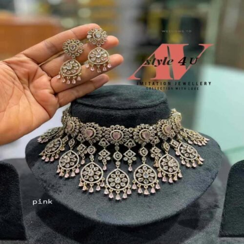 CZ Bridal Choker PRODUCT CODEAVN372 2500-PINK CZ Bridal Choker