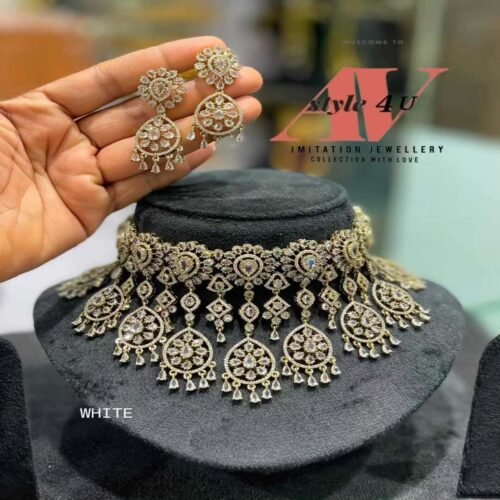 CZ Bridal Choker PRODUCT CODEAVN372 2500-WHITE CZ Bridal Choker