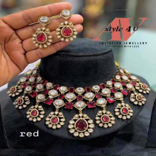 CZ Bridal Choker PRODUCT CODEAVN373 3600-red CZ Bridal Choker