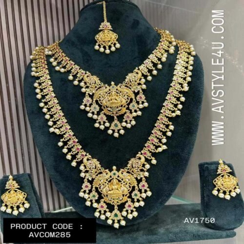 CZ Bridal Necklace And Haram Combo jewellery PRODUCT CODEAVCOM285- 1750 CZ Bridal Necklace and Haram Combo