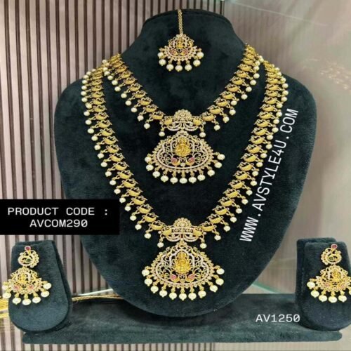 CZ Bridal Necklace And Haram Combo jewellery PRODUCT CODEAVCOM290- 1250 CZ Bridal Necklace & Haram Combo